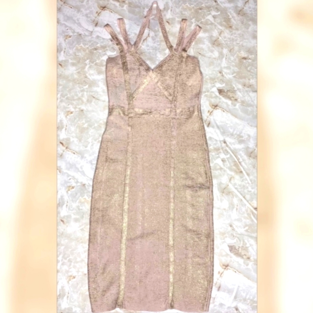 Champagne BEBE Bodycon Dress